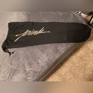 Pink Victoria’s Secret bling sequin cursive logo joggers